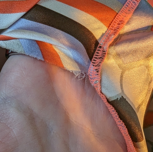 A Common Thread Orange Cream and Blue Patterned Silk Tunic Size Small - Picture 9 of 9